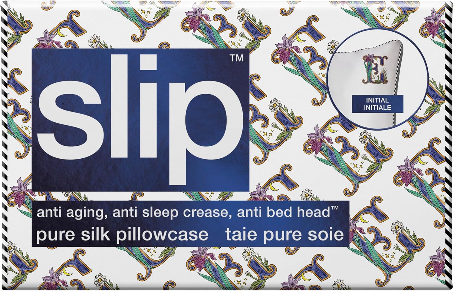 slip The Original Queen Pure Silk Pillow Case - 100% Pure 22 Momme Mulberry Silk - Queen Standard Size - Anti-Aging, Anti-BedHead, Anti-Sleep Crease, Initial Collection: Letter E (20' x 30')