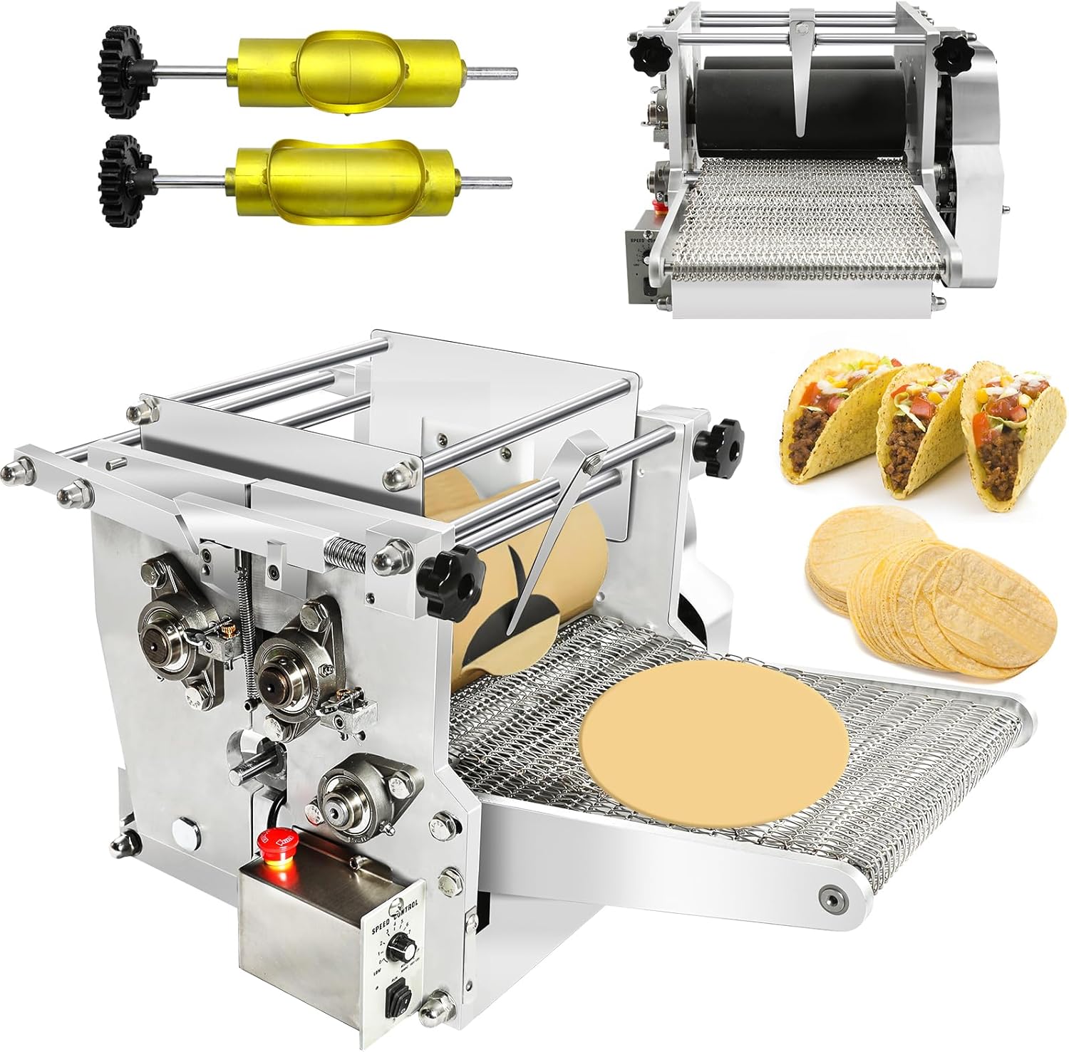 Electric Tortilla Maker, Automatic Corn Tortilla Making Machine with Non-Stick Coating & 2 Molds(4in/6in), Customize Thickness (1.5-5mm), Chapatti Machine for Sopes Roti Pita Tortilla Pizza