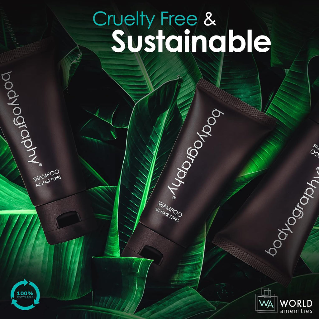 World Amenities - Bodyography - Bulk Shampoo | 300 Count, 1.4oz | Lavender Peppermint, Mini Travel Size Toiletries (100% Recyclable Tube with Flip Top Cap) Hotel Amenities.