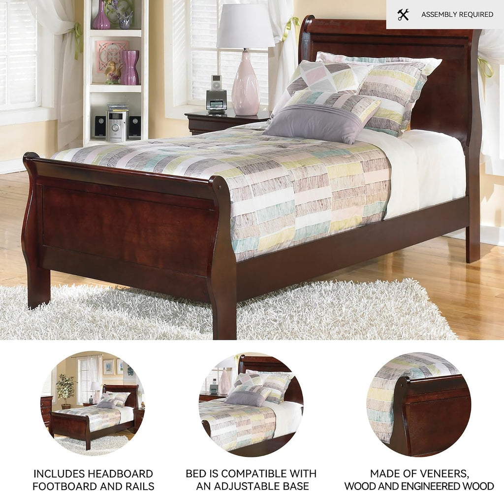 Signature Design by Ashley Alisdair Traditional Twin Sleigh Bed, Foundation or Box Spring Needed, Dark Brown