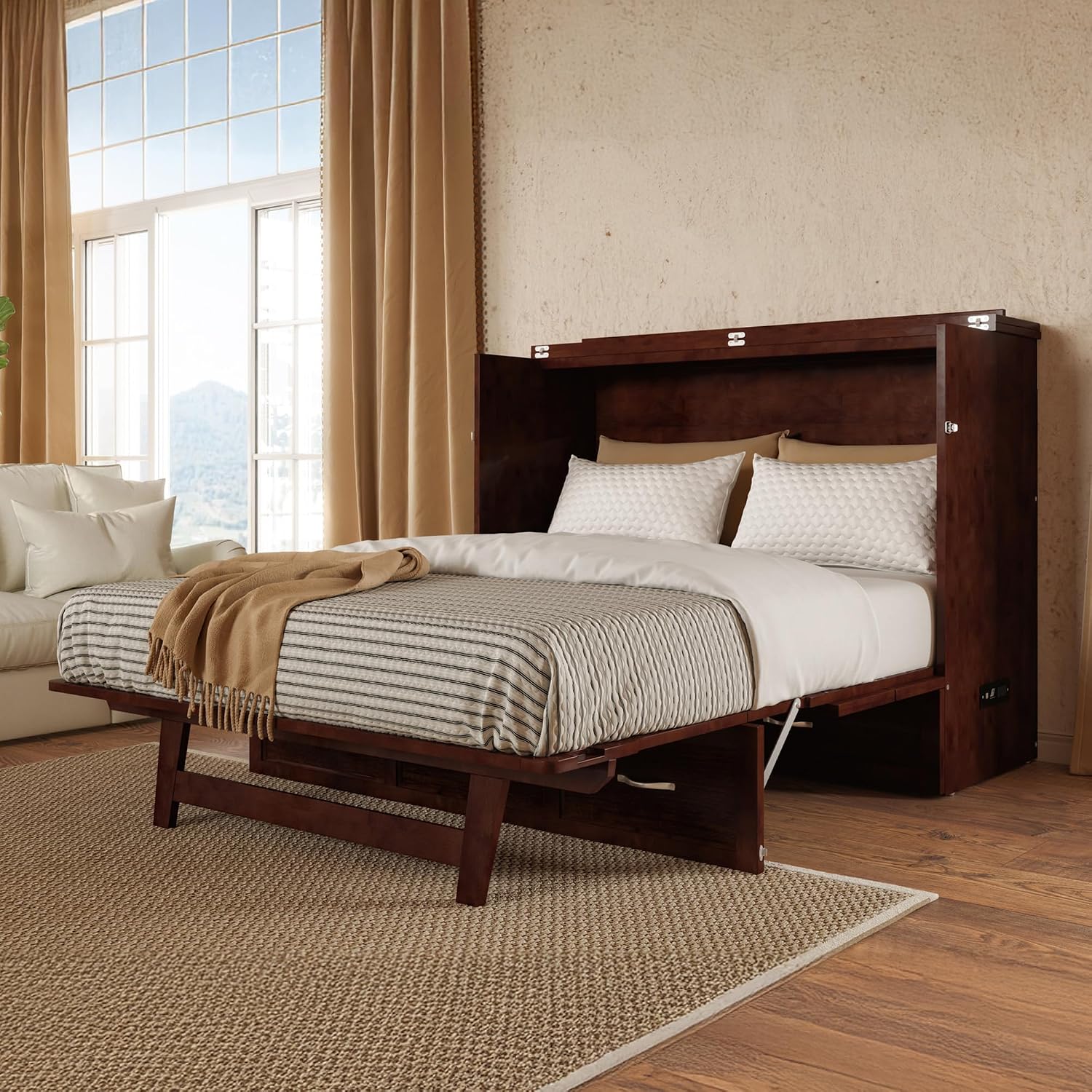 AFI Deerfield Murphy Bed Chest Full, Walnut
