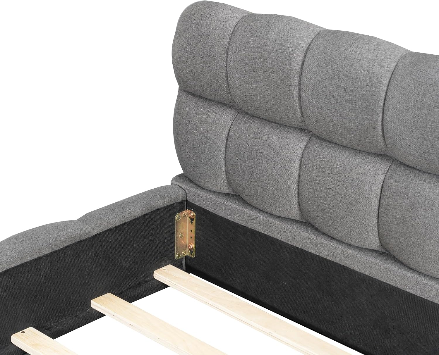 King Size Modern Cloud Bed,King Size Upholstered Platform Bed with Thick Fabric, Grounded Bed with Solid Frame,Floor Bed Frame (Gray)