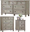 Farmhouse Dressers & Night Stand Set of 3, Wood 54' Wide Dresser & 35.5'Tall Chest of Drawers, 18' Roman Column Nightstand, Bedroom Furniture 7 Drawer Dresser Set for Bedroom Home Living Room Hallway