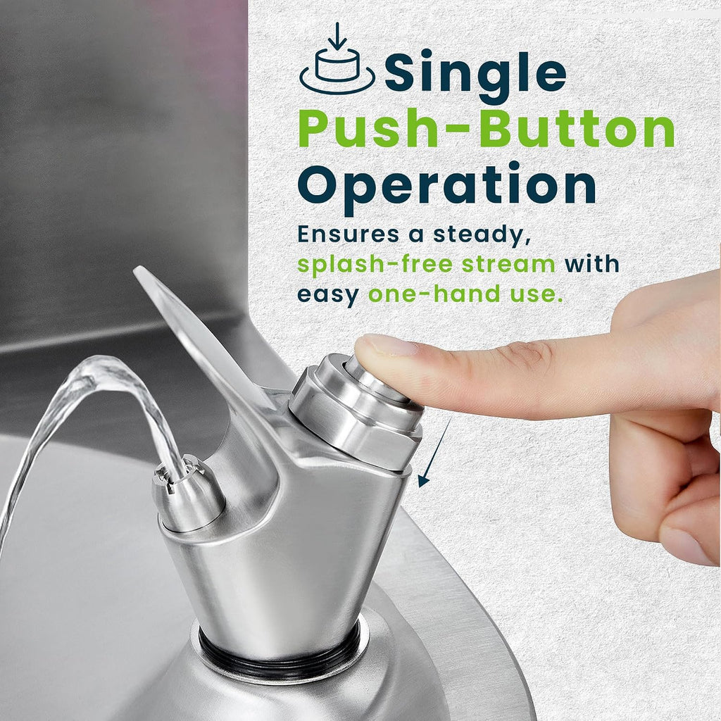 Alpine Water Drinking Fountain Wall Mounted - Commercial Hydration Station for Indoor & Outdoor in School, Parks, Courts & More (Stainless Steel)