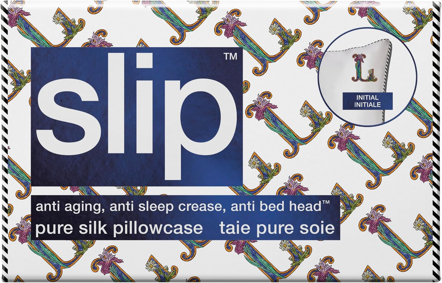 slip The Original Queen Pure Silk Pillow Case - 100% Pure 22 Momme Mulberry Silk - Queen Standard Size - Anti-Aging, Anti-BedHead, Anti-Sleep Crease, Initial Collection: Letter L (20' x 30')