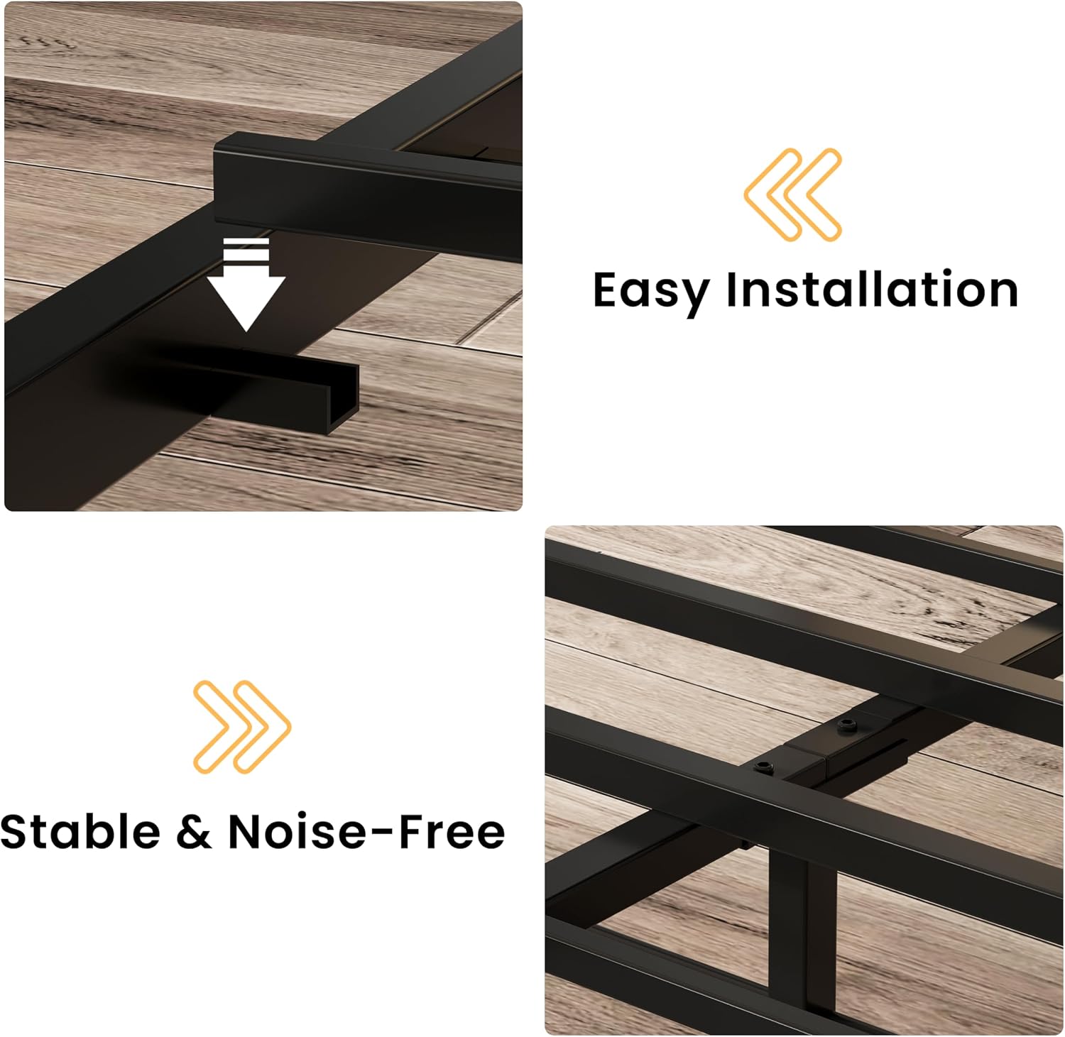 LIKIMIO Rattan Queen Bed Frame with Headboard, LED Lights & Charging Station, Modern Rattan Bedframe, Platform Bed Frame Queen Size, Strong Metal Slat, Noise Free, No Box Spring Needed, Easy Assembly