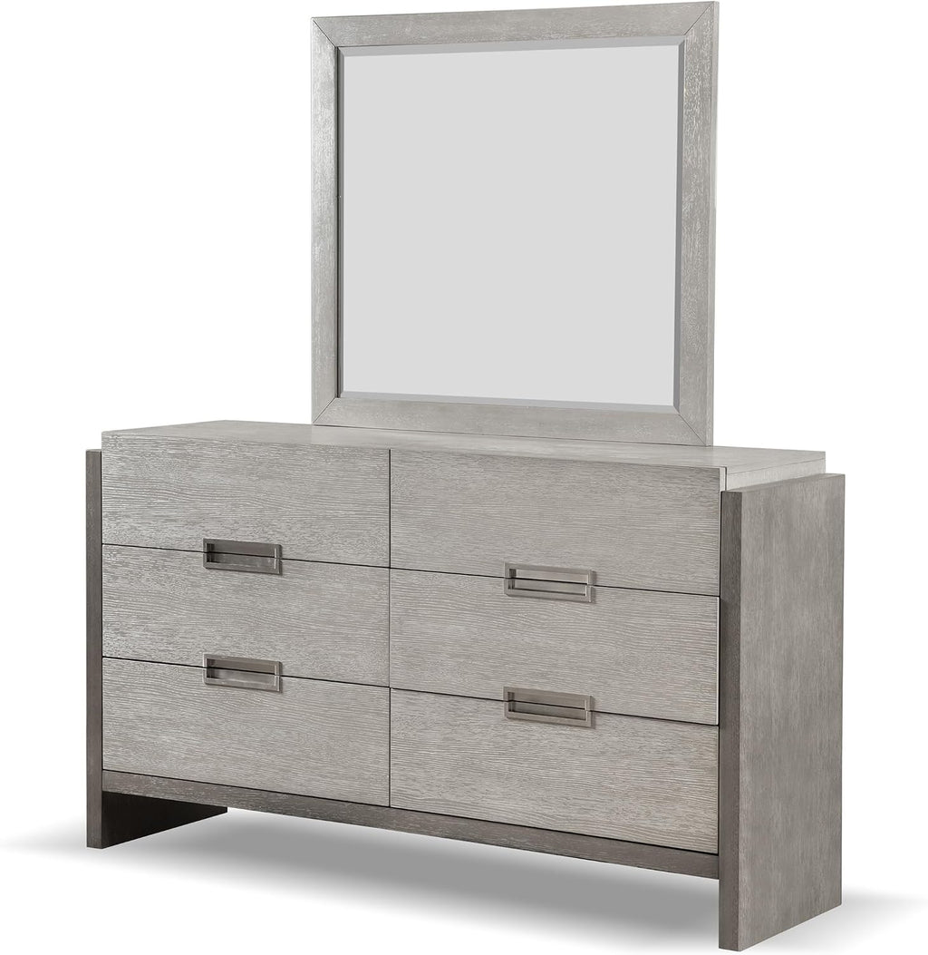 Furniture of America Burnett Solid Wood 5-Piece Bedroom Set, Queen-Size Bed with Padded Headboard, Felt-Lined Top Drawer, Stability and Durability Frame, Box Spring Required, Gray