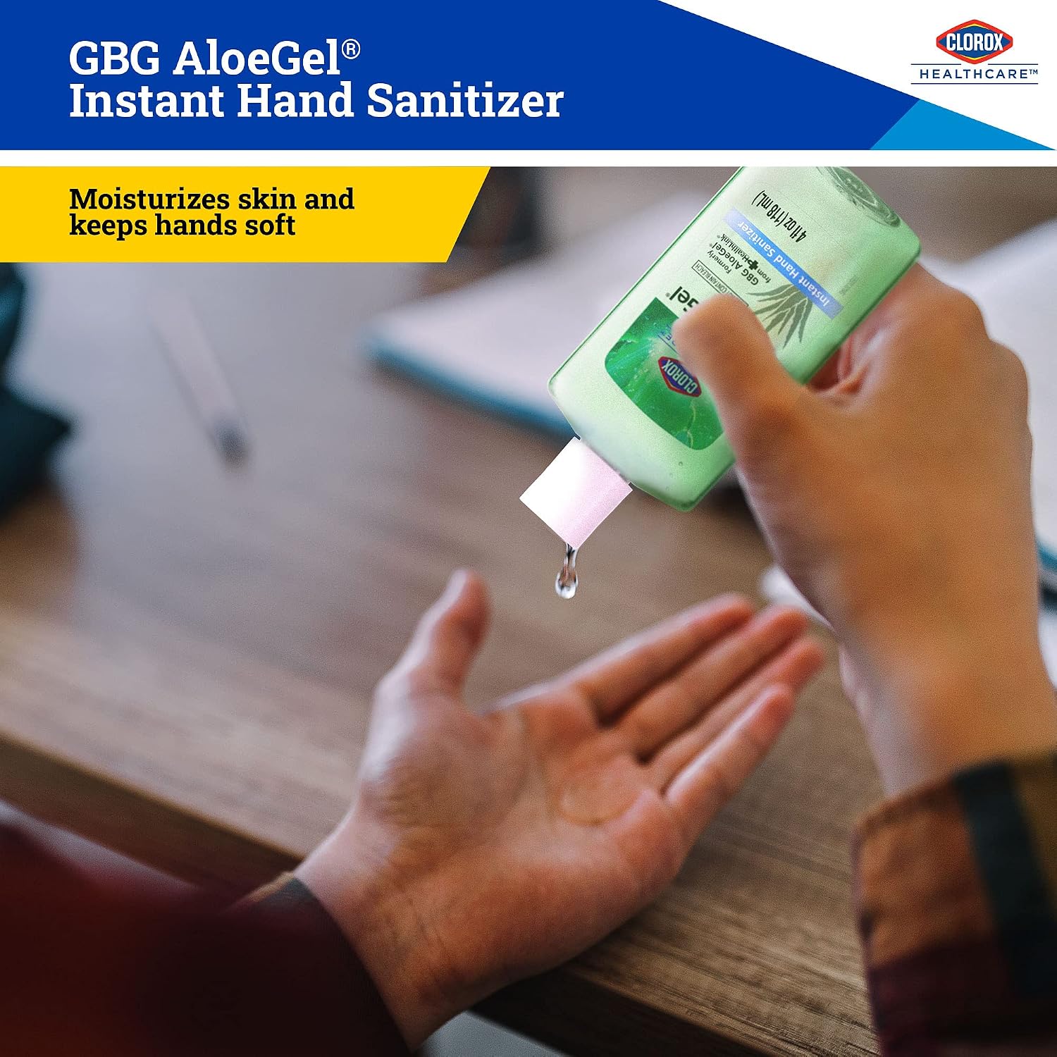 Clorox Healthcare GBG AloeGel Hand Sanitizer Gel, Bleach-Free Moisturizing Sanitizer with 64% Ethyl Alcohol, Aloe Vera and Vitamin E - FDA Registered, Travel Size, 4 Fl Oz - 24 Pack