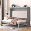 Merax Modern Murphy Cabinet Bed, Solid Wood Wall Platform Bed/No Box Spring Needed/Easy Assemble/Full,Gray