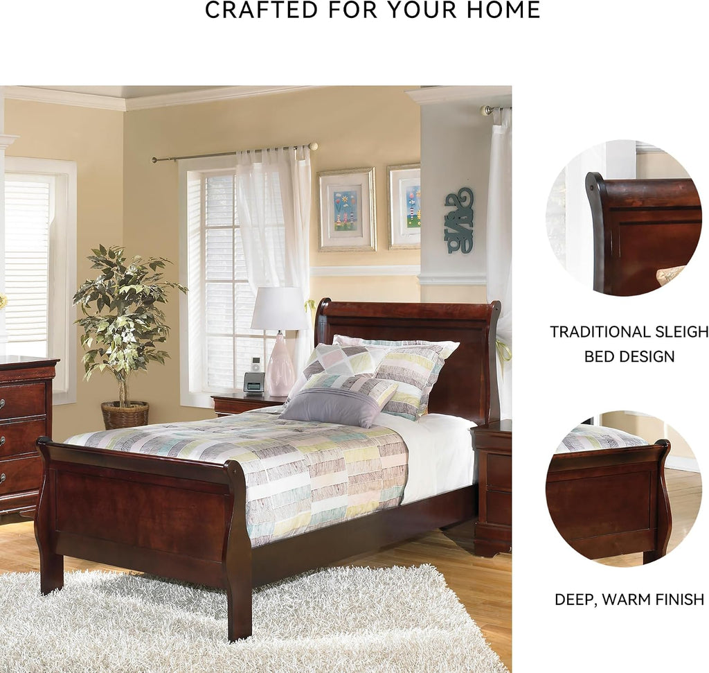 Signature Design by Ashley Alisdair Traditional Twin Sleigh Bed, Foundation or Box Spring Needed, Dark Brown