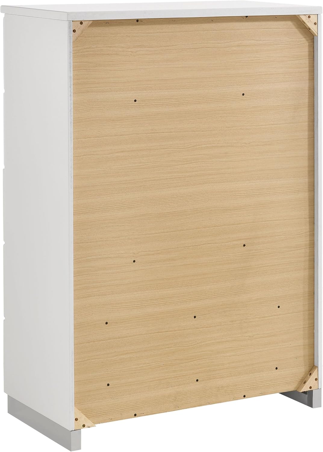 Coaster Home Furnishings Felicity Contemporary 5-Piece Bedroom Set Queen Size LED Panel Bed Frame 49-inch Headboard White High Gloss 203500Q-S5L