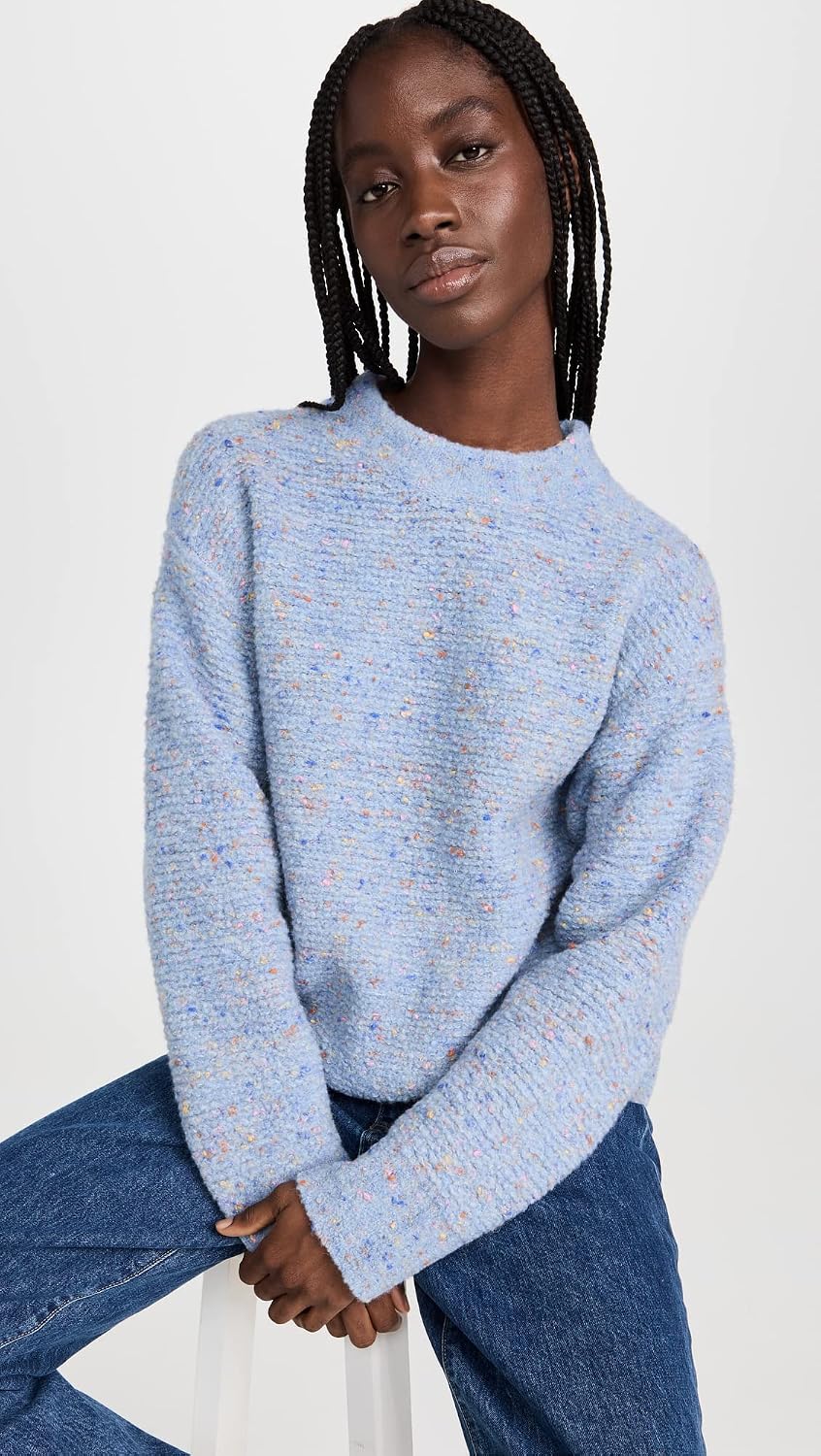Theory Women's Boxy Mock Neck Tweed Boucle Sweater
