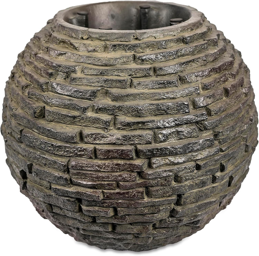 Aquascape Stacked Slate Sphere Fountain, 18 Inch Diameter 46 cm, Lightweight Fiber-Resin Composite Decorative Water Feature, Includes Tubing for Easy Setup, 78358