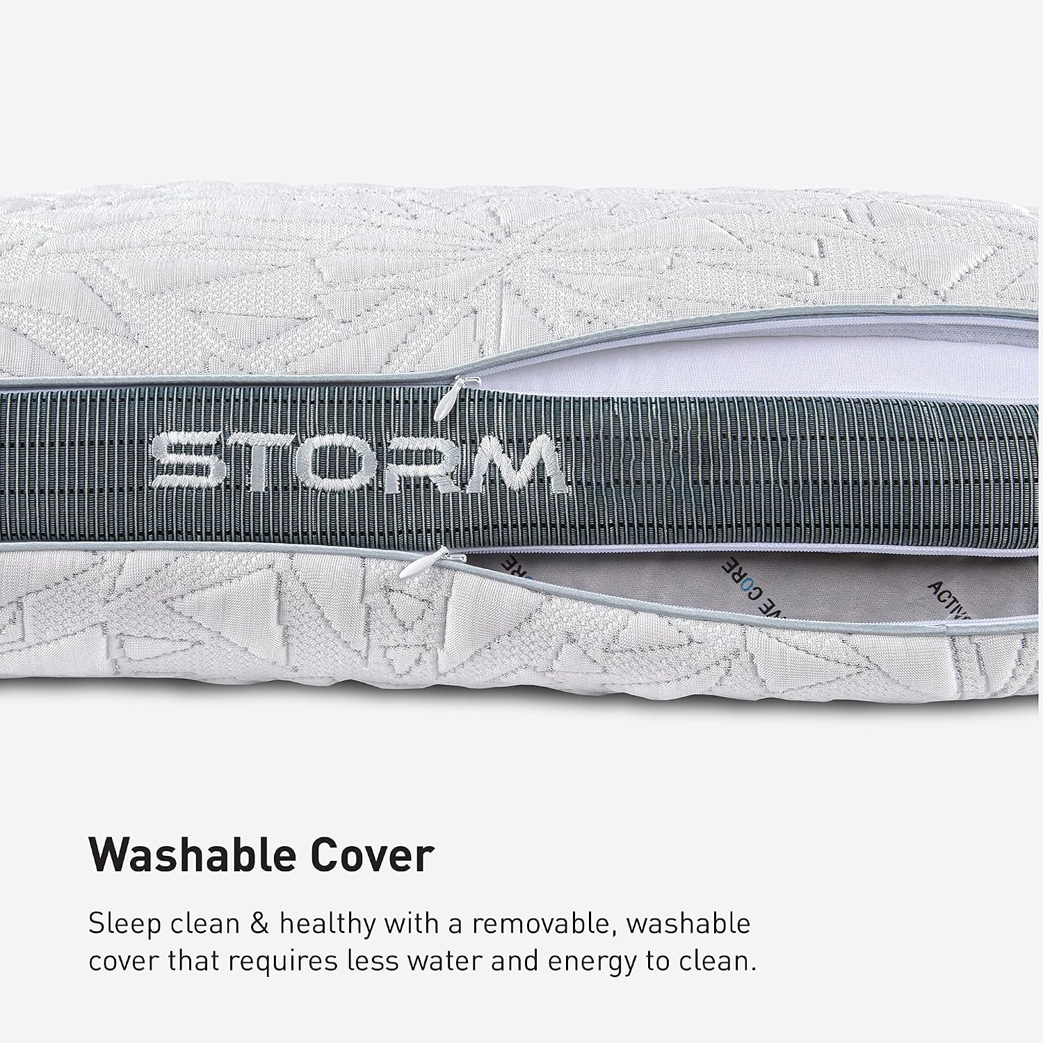 Bedgear Storm Performance Pillow – 1.0 - Cooling Bed Pillow for Hot Sleepers - Medium Firmness Pillow for All Sleep Positions, Washable & Removable Cover - 20' W x 26' L x 5.25' H