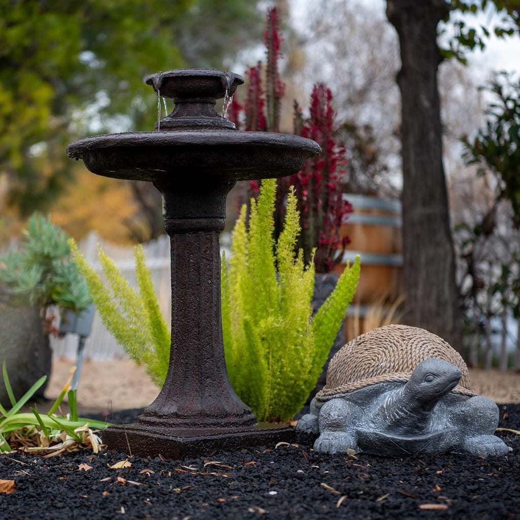 XBrand 28' Tiered Freestanding Classic Bird Bath Outdoor Water Fountain with Auto Shut-Off Pump, Brown
