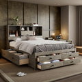 VilroCaz Wood Queen Size Platform Bed with Storage Headboard, Modern Platform Bed Captain's Bed Frame with 8 Drawers, Sturdy Slats Support, Maximize Space