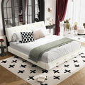 King Size Platform Bed Frame, Tufted Headboard with Extra-Large Ultra-Soft Cloud Pillow Design, Chenille Platform Bed with Metal and Wooden Slats Double Support, No Box Spring Needed (Beige-King,7)