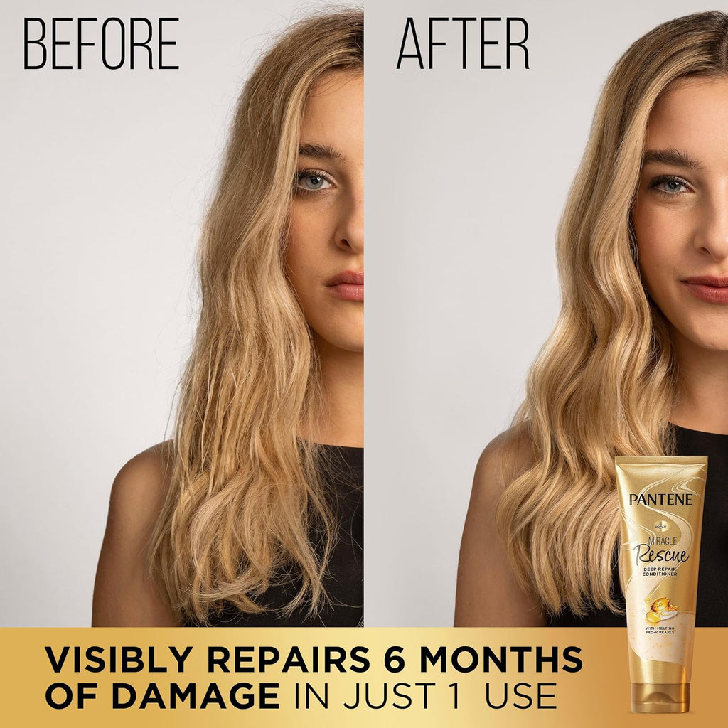 Pantene Miracle Rescue Deep Conditioner with Melting Pro-V Pearls - For Dry,Damaged,or Color-Treated Hair - Intense Moisture & Repair - 8.0 Oz,(Pack of 12)