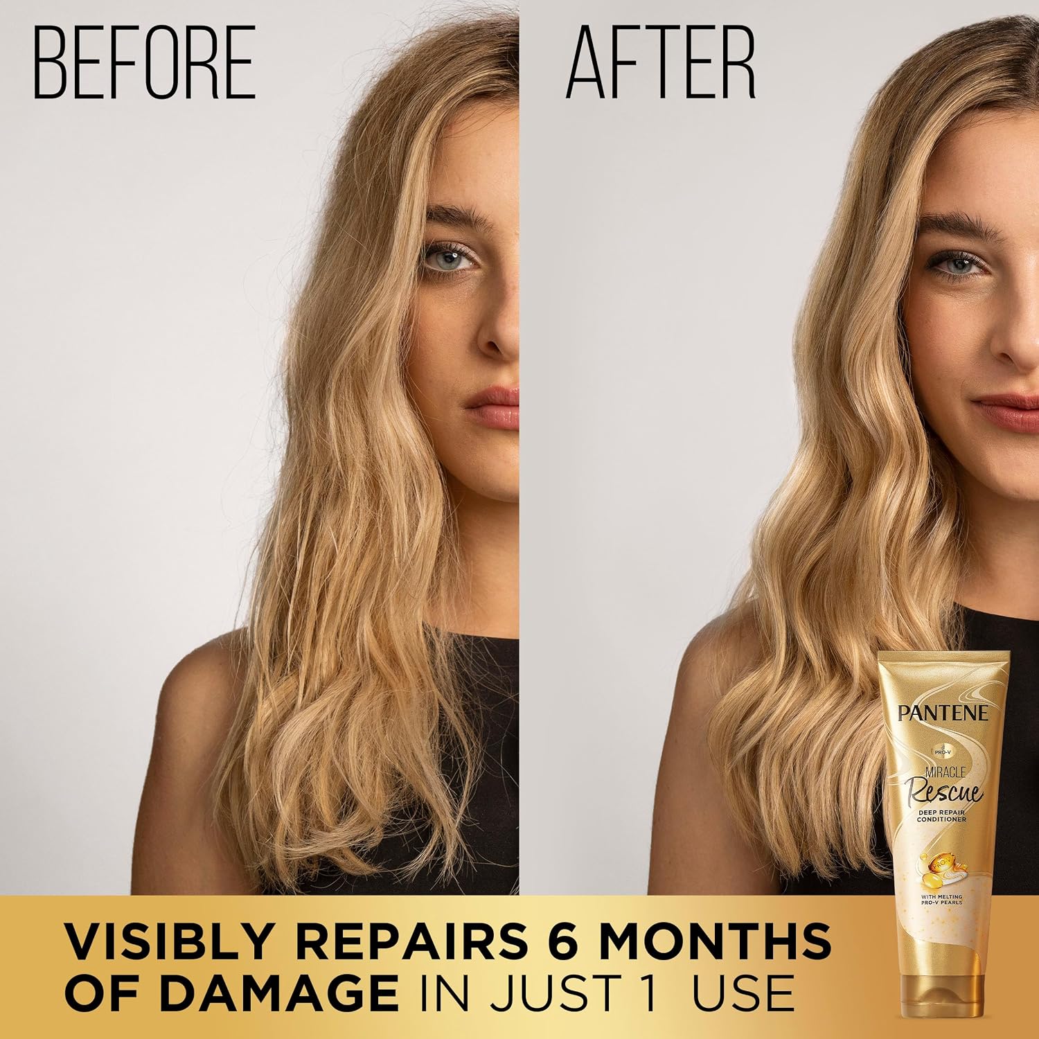Pantene Miracle Rescue Deep Conditioner with Melting Pro-V Pearls - For Dry,Damaged,or Color-Treated Hair - Intense Moisture & Repair - 8.0 Oz,(Pack of 12)
