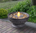GOSSI Outdoor Water Fountain with Led Light Decorative Pedestal Bowl Design with River Stones Home Decoration, Modern Garden Fountain for Patio Decor