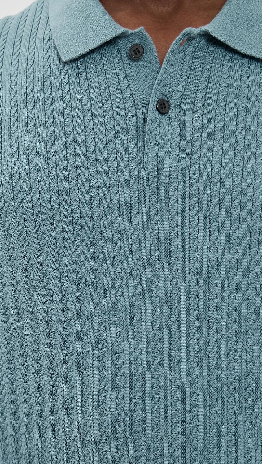 Theory Men's Short Sleeve Cable Polo