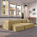 Jaxx Zipline Convertible Sleeper Sofa & Three Ottomans/California King-Size Bed, Textured Microvelvet - Camel