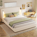 JIVOIT King Size Platform Bed, Upholstered Bed Frame with High Wingback Headboard, Retro Leg Design, Wood Slats Support, No Box Spring Needed