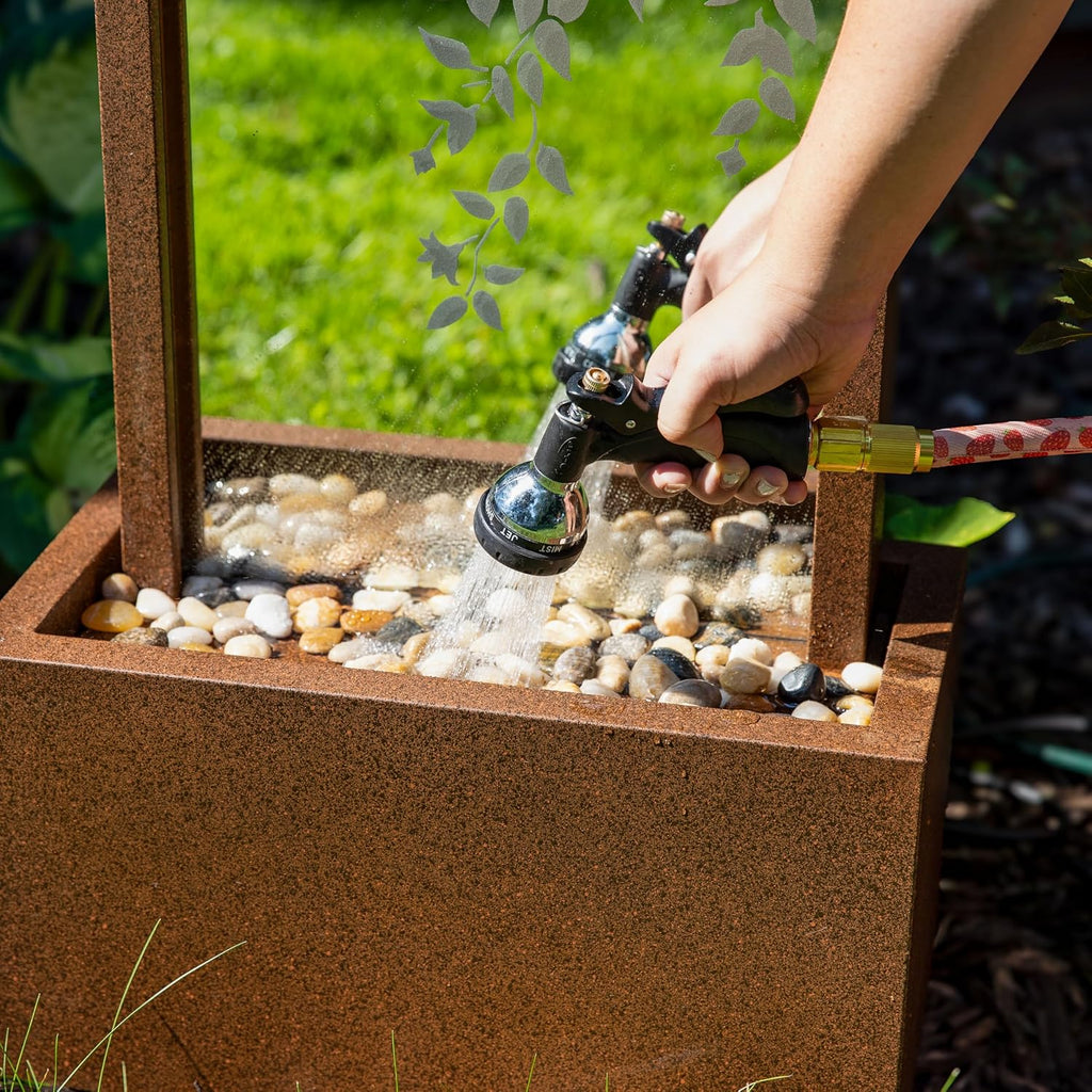 Sunnydaze Wisteria Vines Outdoor Water Fountain with Lights - 47.25-Inch - Zinc Metal - Includes Warm White LED Lights