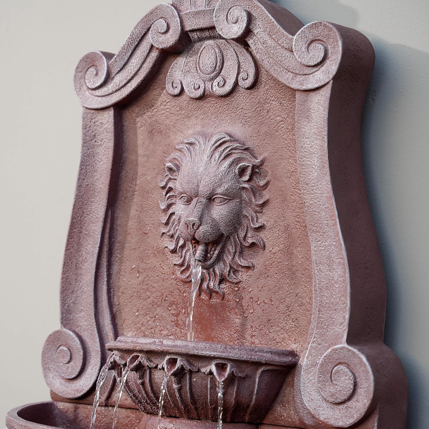 XBrand 52.4' Sandstone Lion Head Floor Fountain