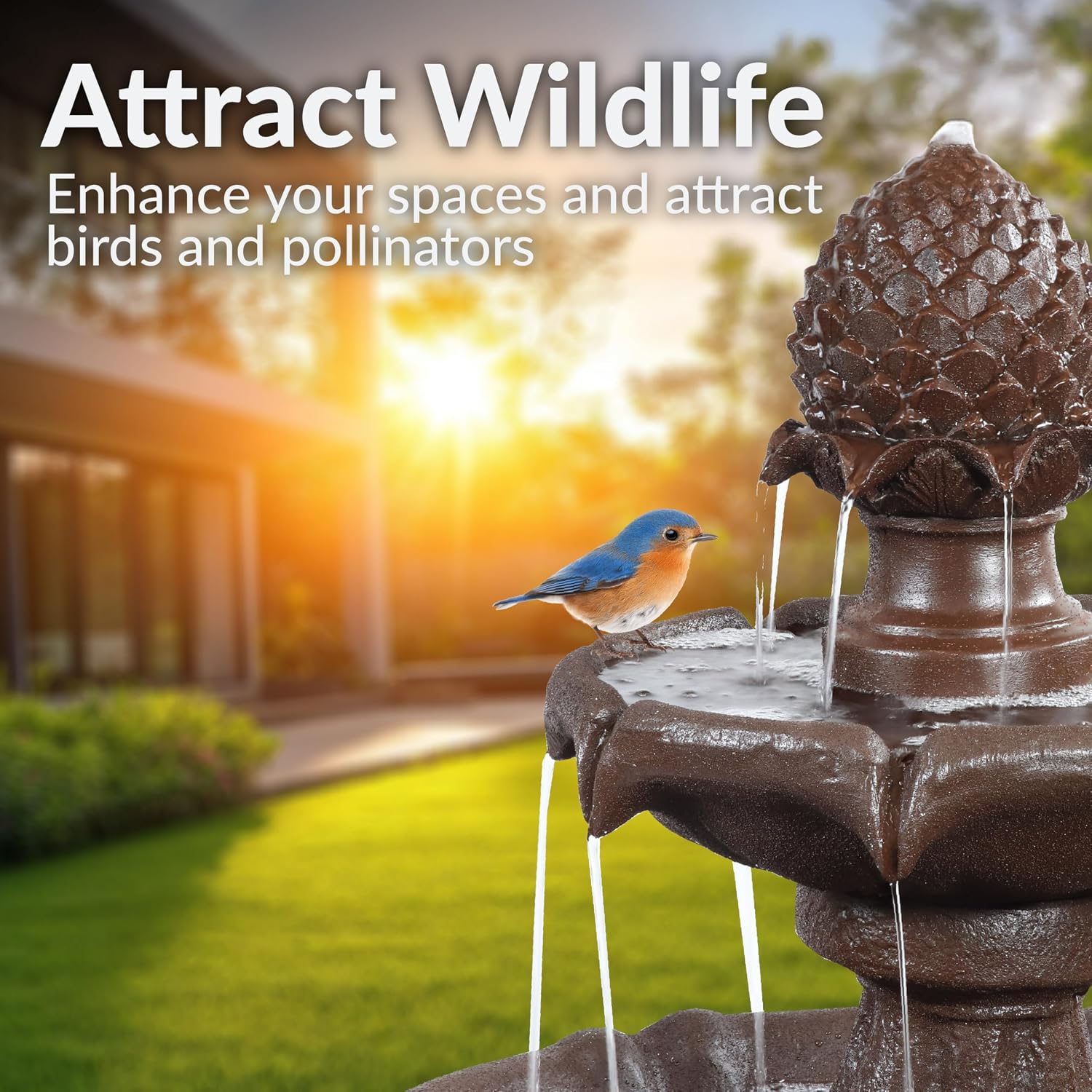 Sunnydaze Pineapple 46-Inch 2-Tier Outdoor Solar Fountain - Decorative Water Fountain with Pump for Garden, Patio, Yard or Balcony - Rust Finish