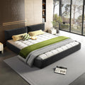 King Size Upholstered Platform Bed, Chenille Cloud Bed Frame with Oversized Padded Movable Headboard, Round Corner, Metal + Solid Wooden Slat Double Support, No Box Spring Needed (Dark Grey-65)