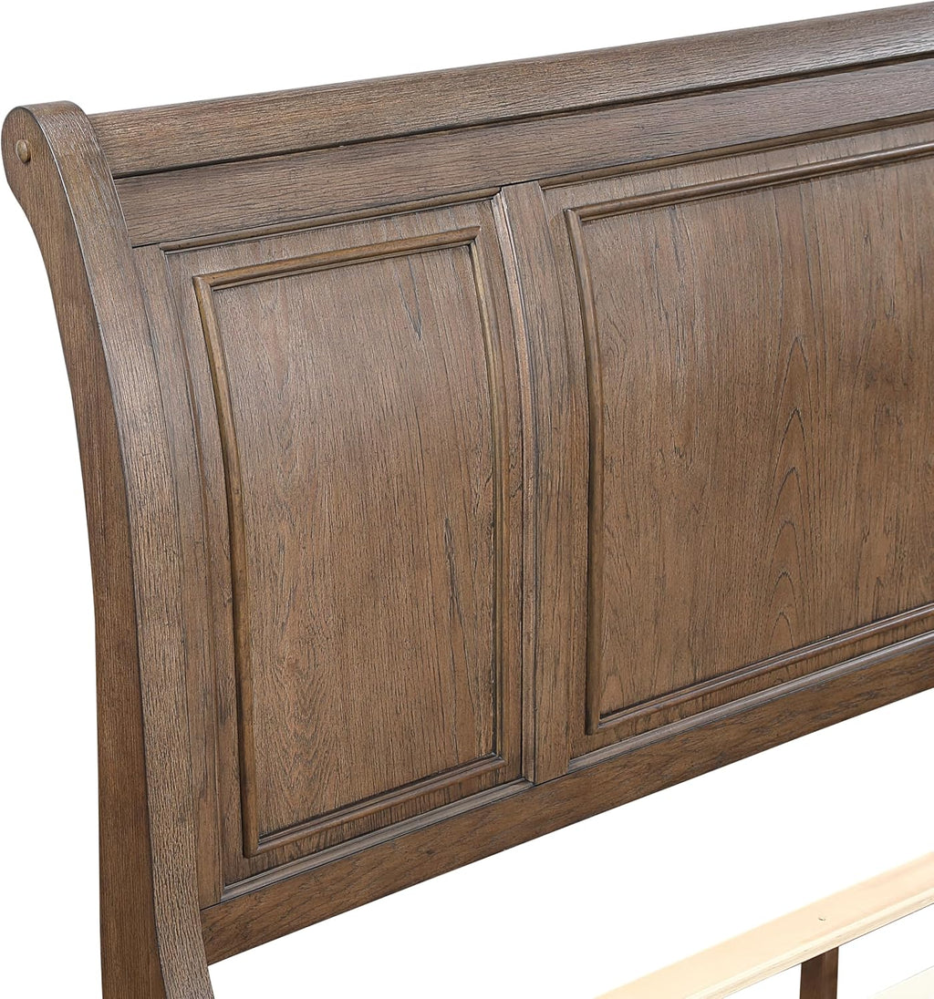 Traditional 6pc Bedroom Set Queen Size Platform Storage Bed Sleigh Headboard Classic Antique Brown Finish Furniture