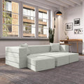 Jaxx Zipline Convertible Sleeper Sofa & Three Ottomans/California King-Size Bed, Textured Microvelvet - Ice