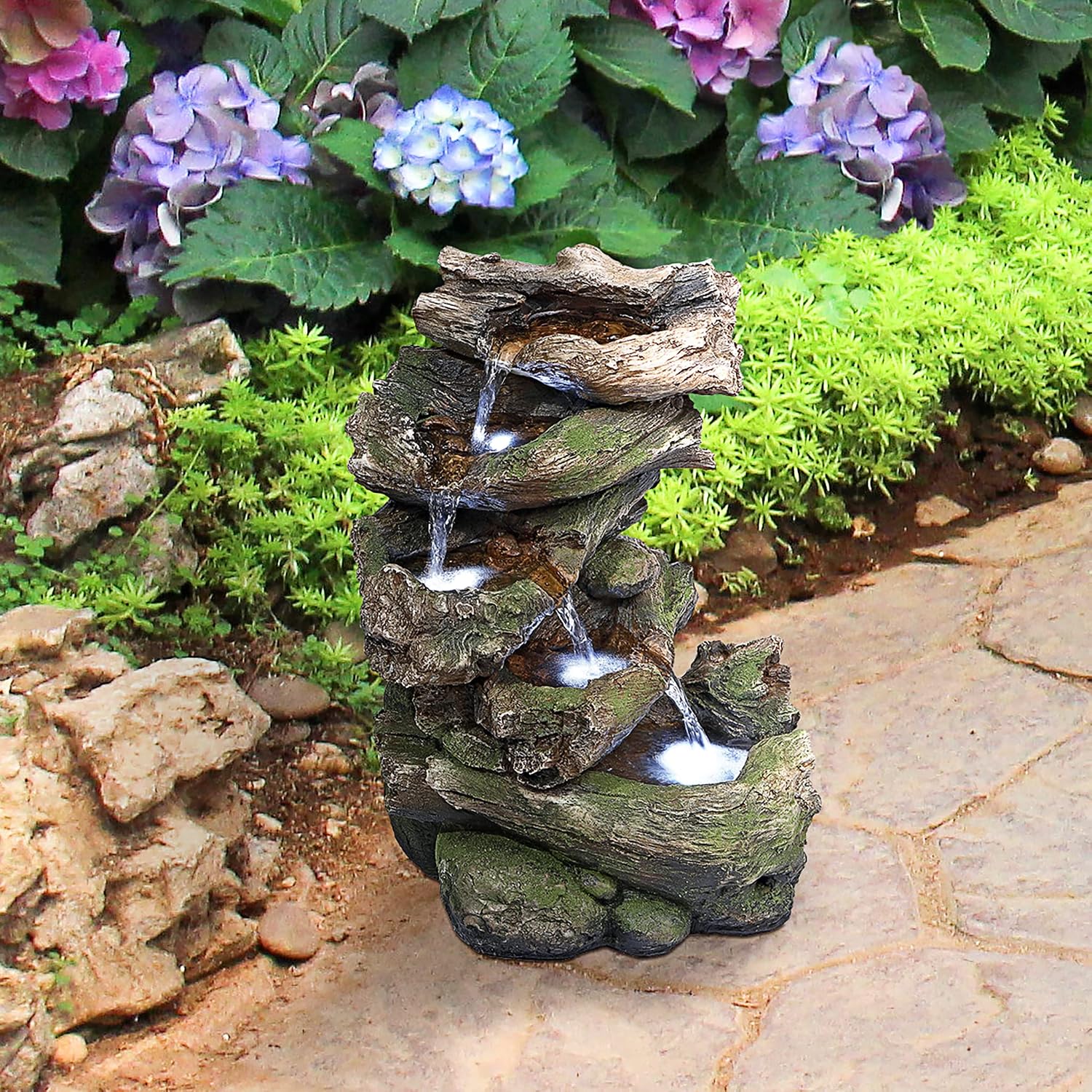 Design Toscano Mesquite Falls Illuminated Garden Fountain, 12.5 x 10 x 17.5