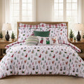 Levtex Home - Meowy Christmas Comforter Set - Full/Queen Comforter (90x94in.) + Two Shams (20x26in.) - Holiday Cats - White Red Green - Reversible - Polyester