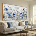 Tucai Decor Blue Floral Canvas Wall Art with Inspirational Quote Farmhouse Style Living Room Bedroom Kitchen Wall Decor Large Format Framed Print Artwork Home Decoration