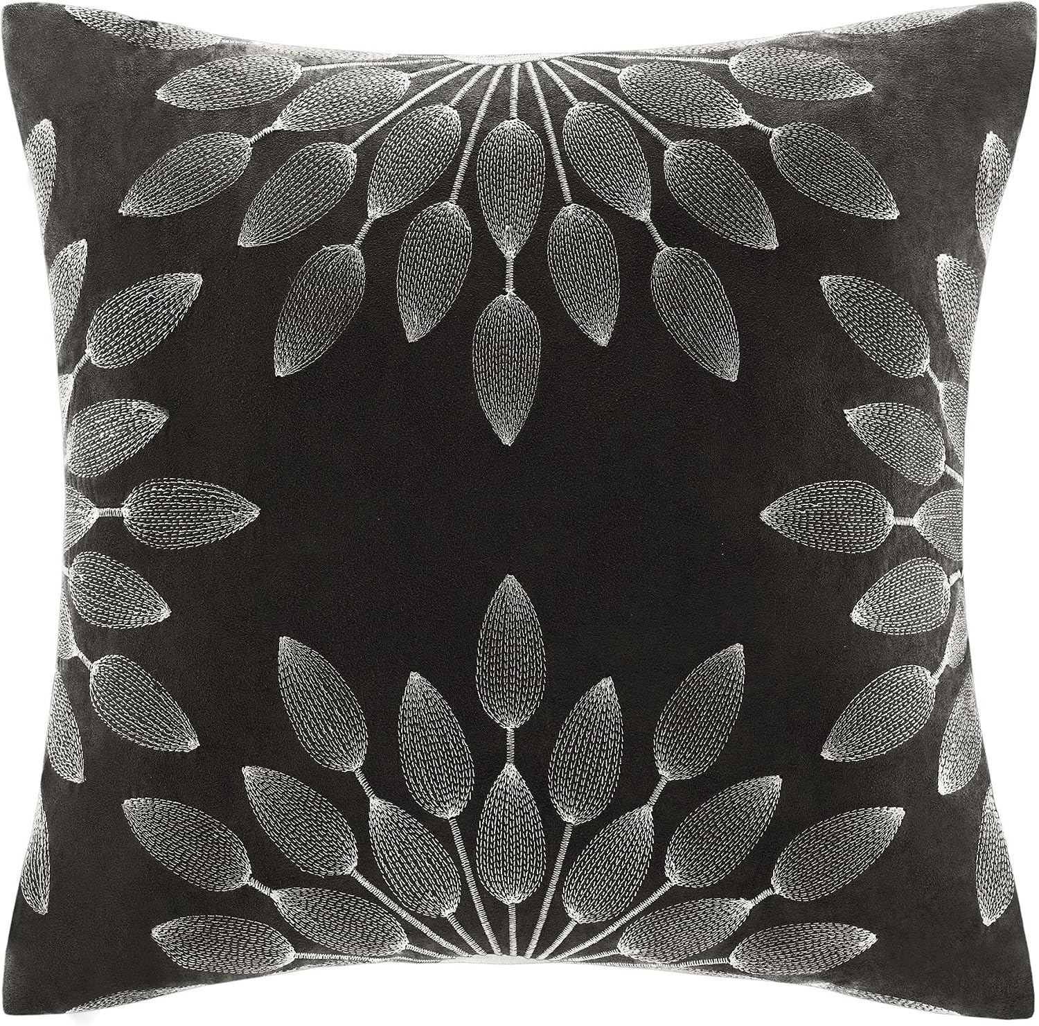Madison Park - Palmer 7 Piece Comforter Set - Black and Gray - California King - Pieced Microsuede - Includes 1 Comforter, 3 Decorative Pillows, 1 Bed Skirt, 2 Shams