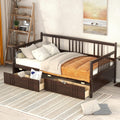 Merax Daybed Bed Wooden Slats Support Modern Living Daybed with Rails (Twin with Drawers, Espresso)