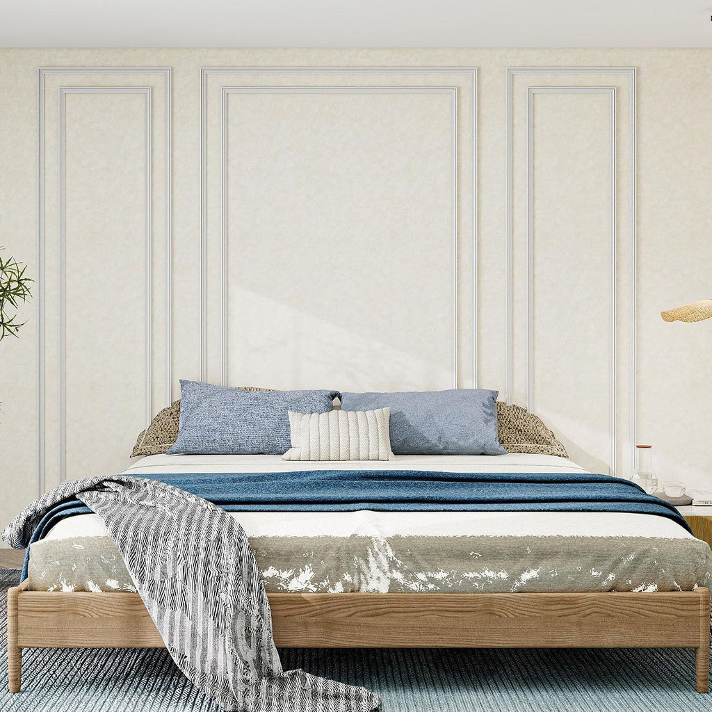 KASARO Pre-Cut Wall Molding Kit, Wainscoting Ready to Assemble 3D Panel for Interior Decor, Premade PS White Picture Frame Style Accent Wall Molding, 6-Frame