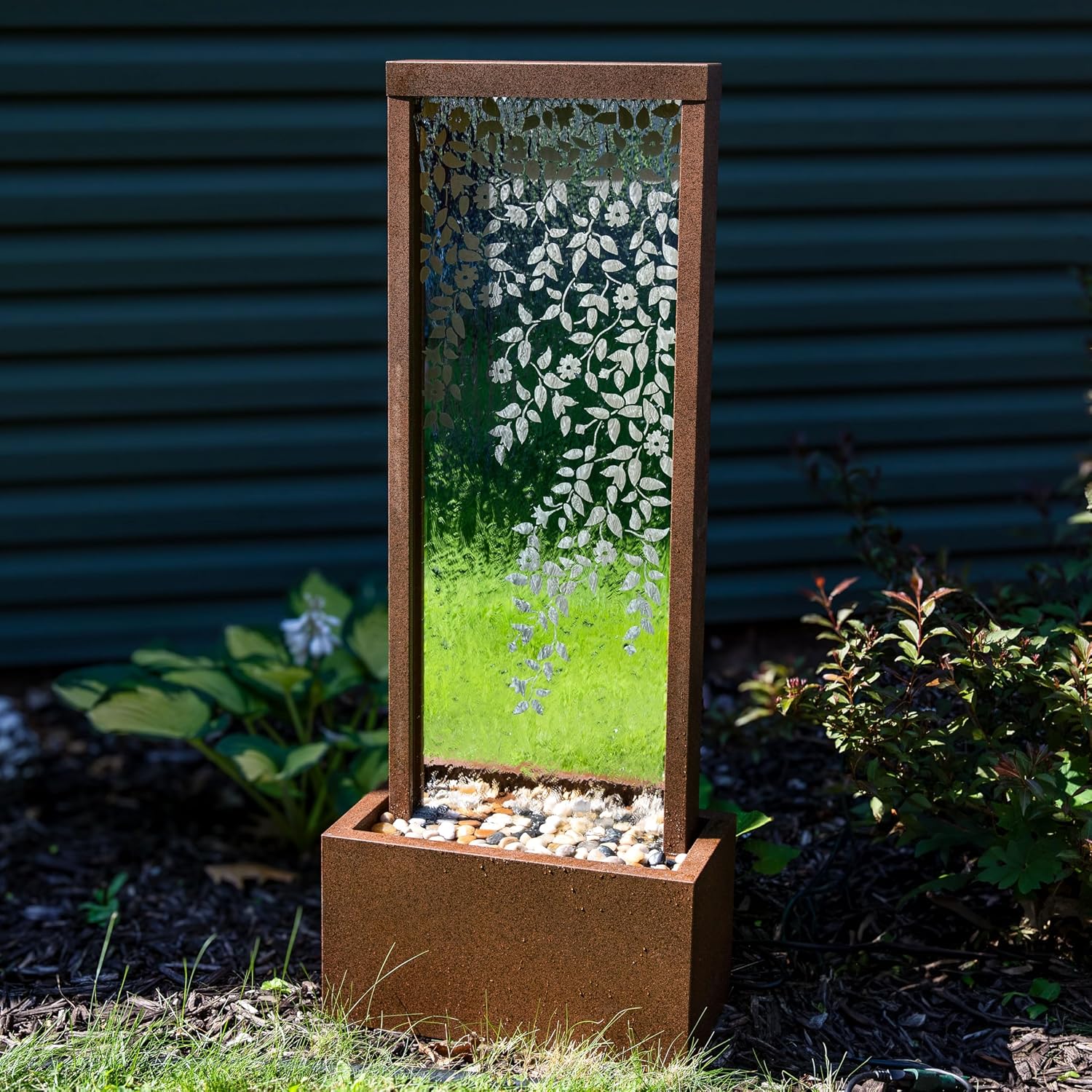 Sunnydaze Wisteria Vines Outdoor Water Fountain with Lights - 47.25-Inch - Zinc Metal - Includes Warm White LED Lights