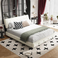 Queen Size Platform Bed Frame, Tufted Headboard with Extra-Large Ultra-Soft Cloud Pillow Design, Chenille Platform Bed with Metal and Wooden Slats Double Support, No Box Spring Needed (Beige-Queen,7)