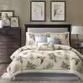 Madison Park Quincy Cozy Comforter Nature Scenery Design - All Season Bedding, Matching Bed Skirt, Decorative Pillows, Quincy, Leaf & Bird Khaki King(104'x92') 7 Piece