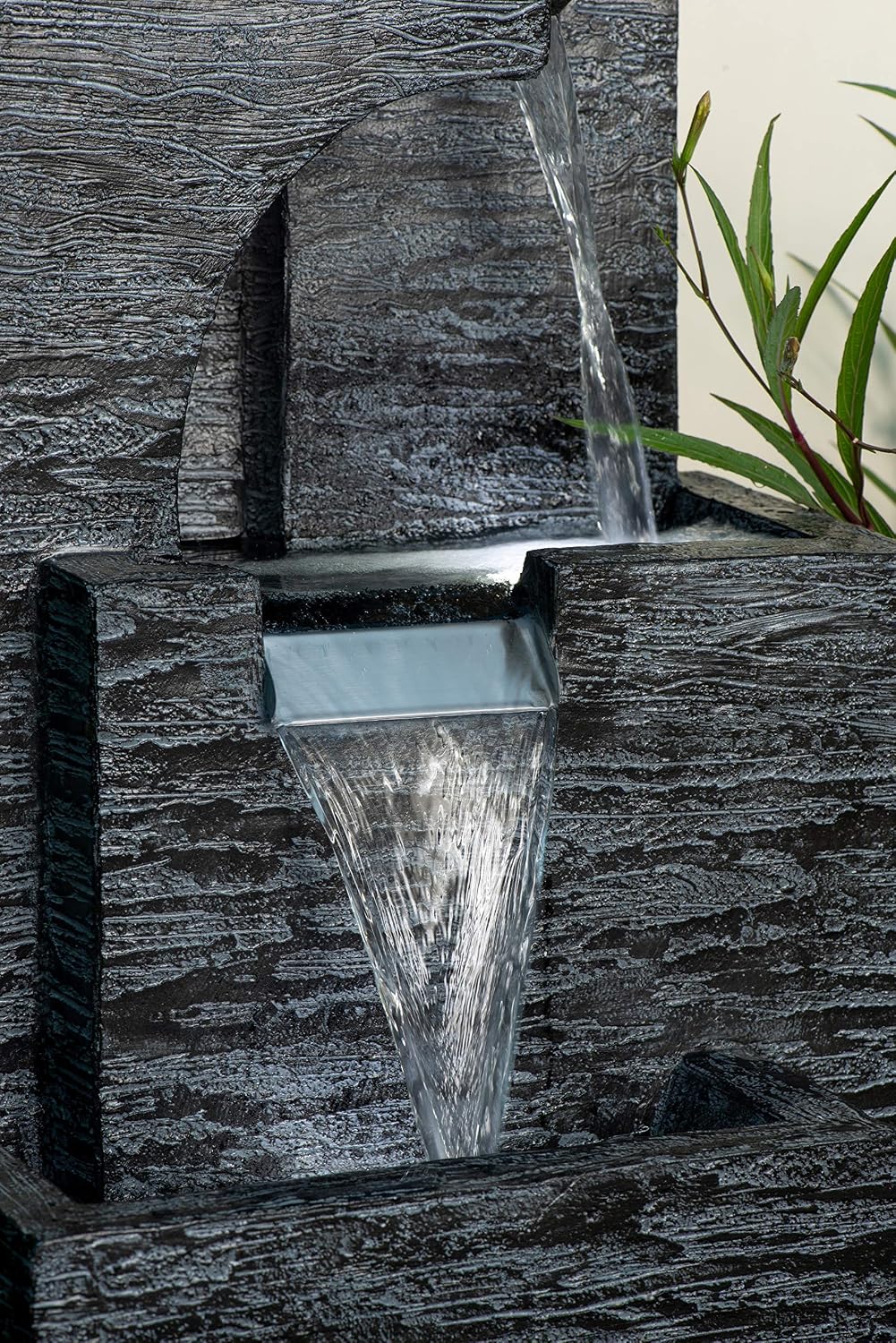 Bond Manufacturing Y95863 Malibu Tiers 32' Tall Lighted Zen Fountain, Gray