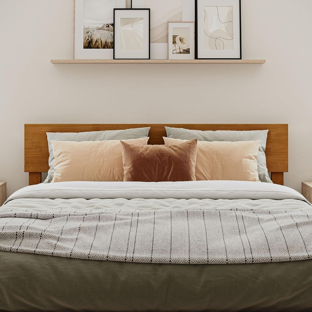 AFI, Orlando Queen Adjustable Modern Solid Wood Panel Headboard, Light Toffee