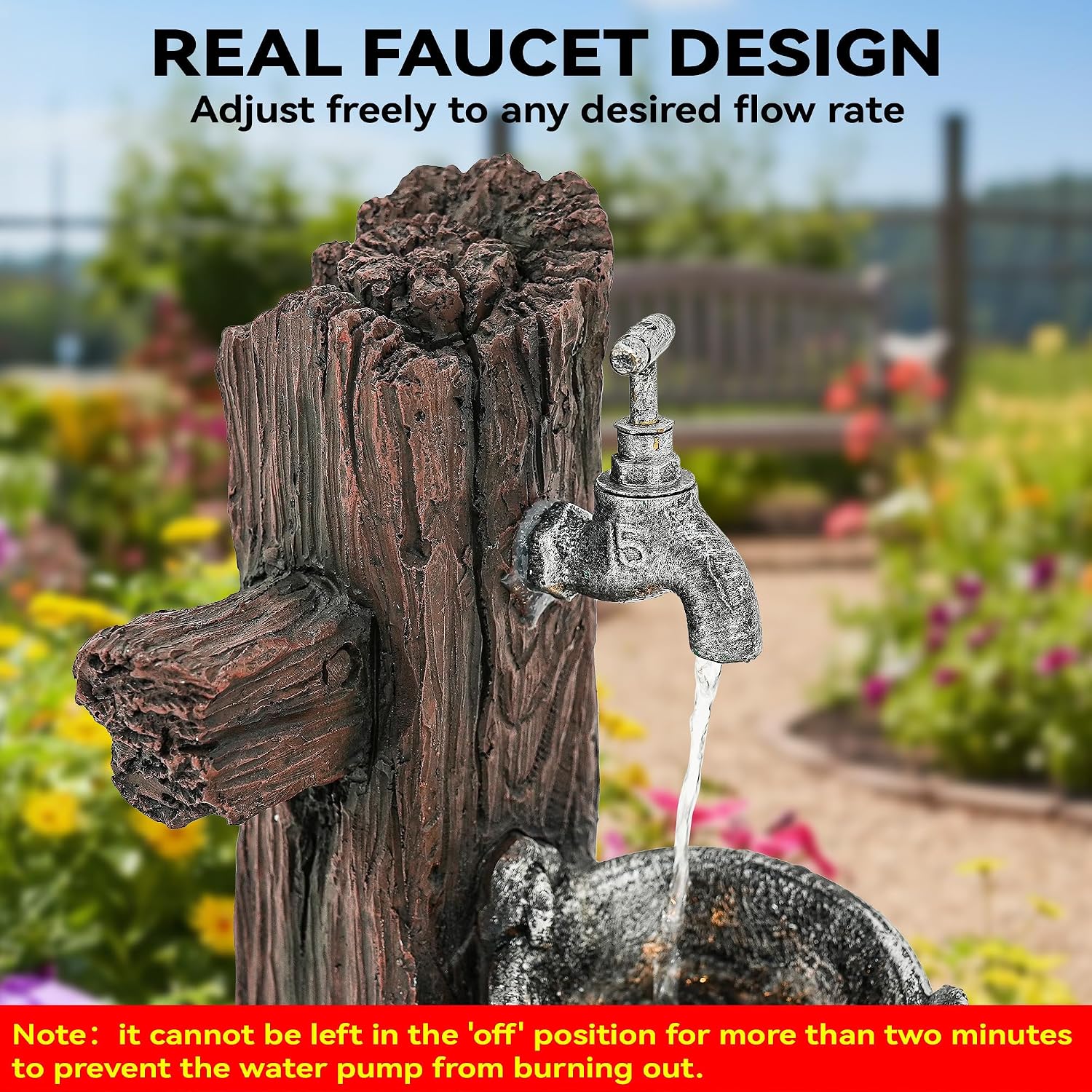 24.5' Puppy & Green Bird Outdoor Fountain, 3-Tier Pastoral Water Feature with LED Lights, Resin Buckets & Wooden Barrel Soothing Cascading Waterfall for Patio, Backyard, Garden