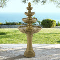 Sag Harbor 66' High Large Italian Outdoor Decor Sand Stone Floor Fountain with Light LED Waterfall 4-Tier Standing Basin Water Feature for Outside Garden Patio Yard Backyard Porch - John Timberland
