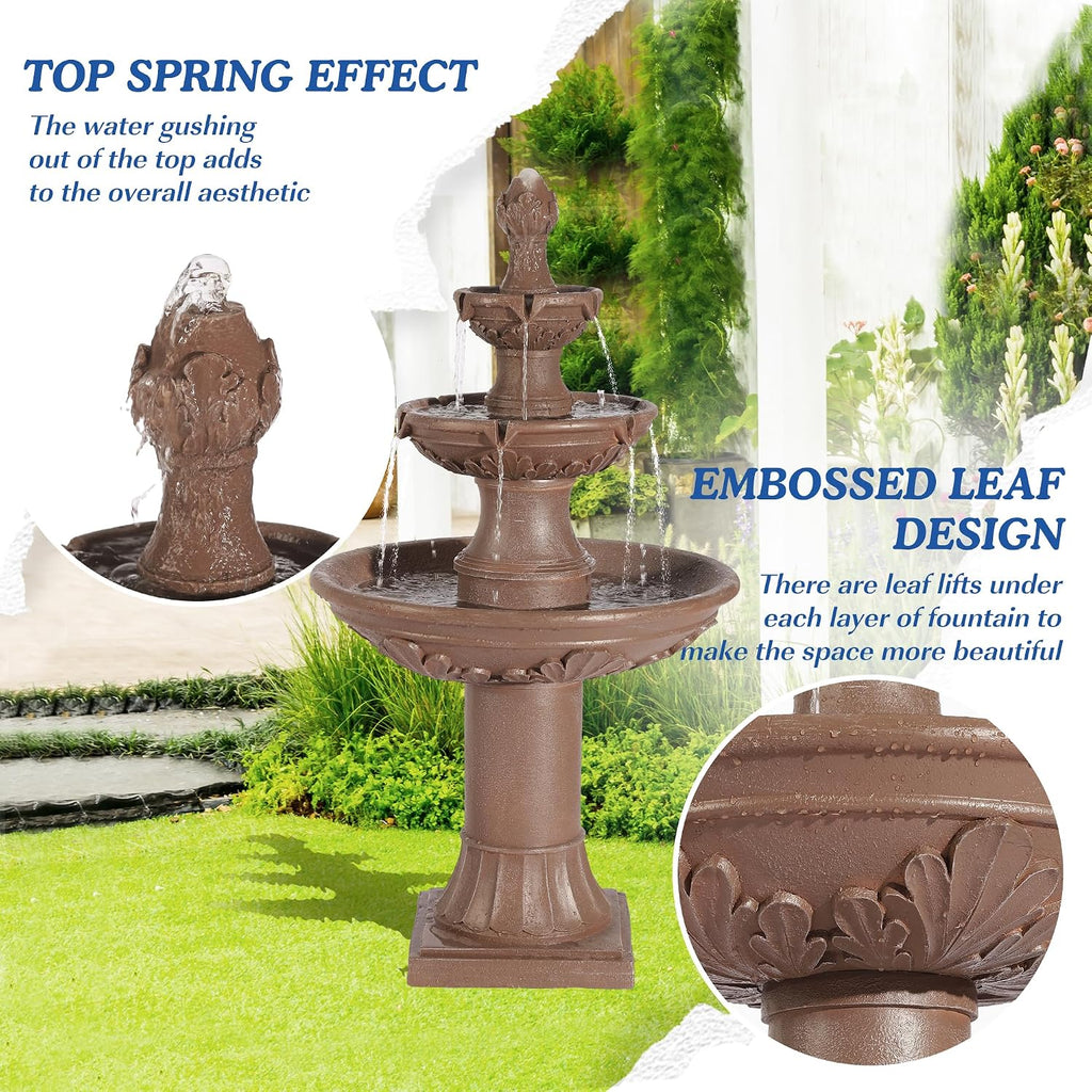 Italian Outdoor Water Fountains Garden Decor - 48.4''H Fountains and Waterfalls Outside, Large Cascading Indoor Floor-Standing Resin Bubbler Fountain Features W/Pump for Patio and Yard