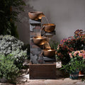 5 Tiers Water Fountain Outdoor Garden - 33.5' H Shape K Indoor Waterfall Fountain with LED Lights for Patio, Balconies, Lawns, Deck, Porch Backyard and Home Art Decor