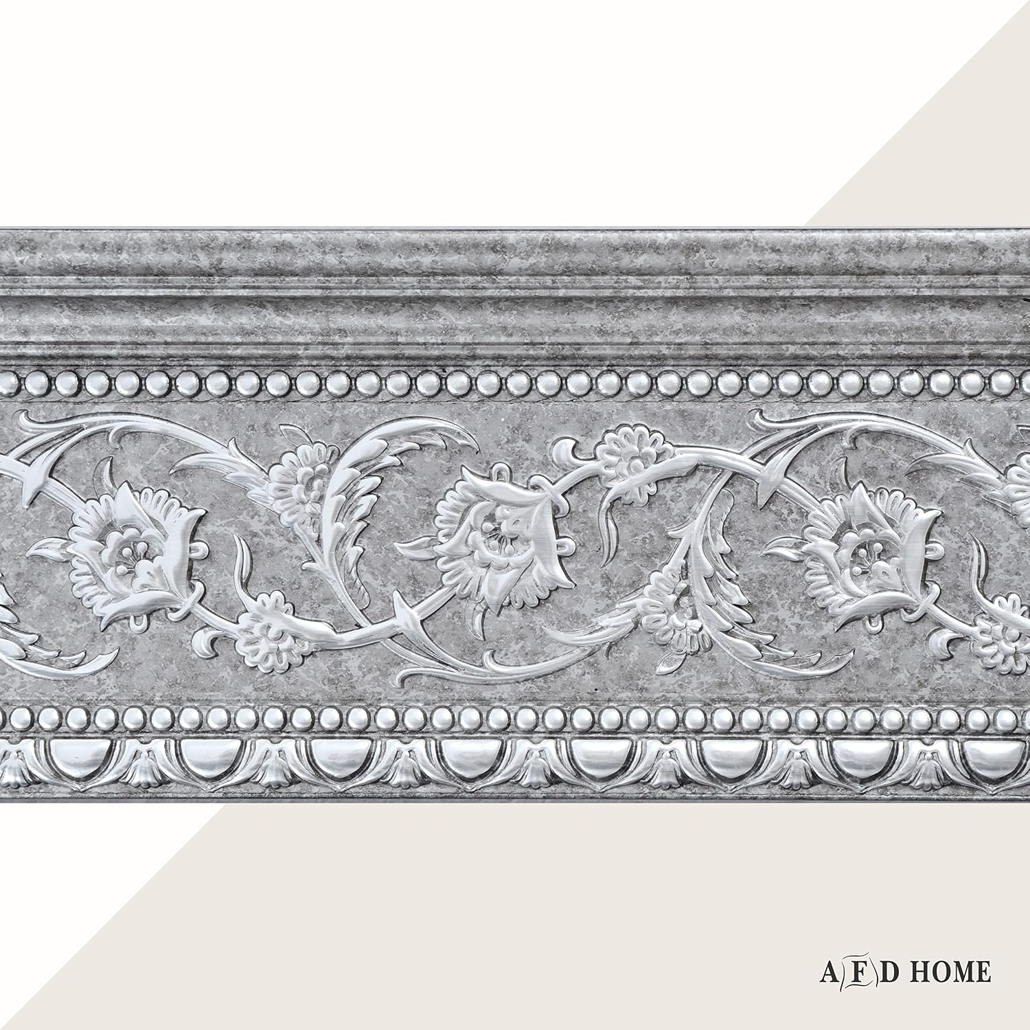 6-Piece Crown Molding Crown Decor Set, Molding Trim for Walls, 92 Inches, Grey and Silver