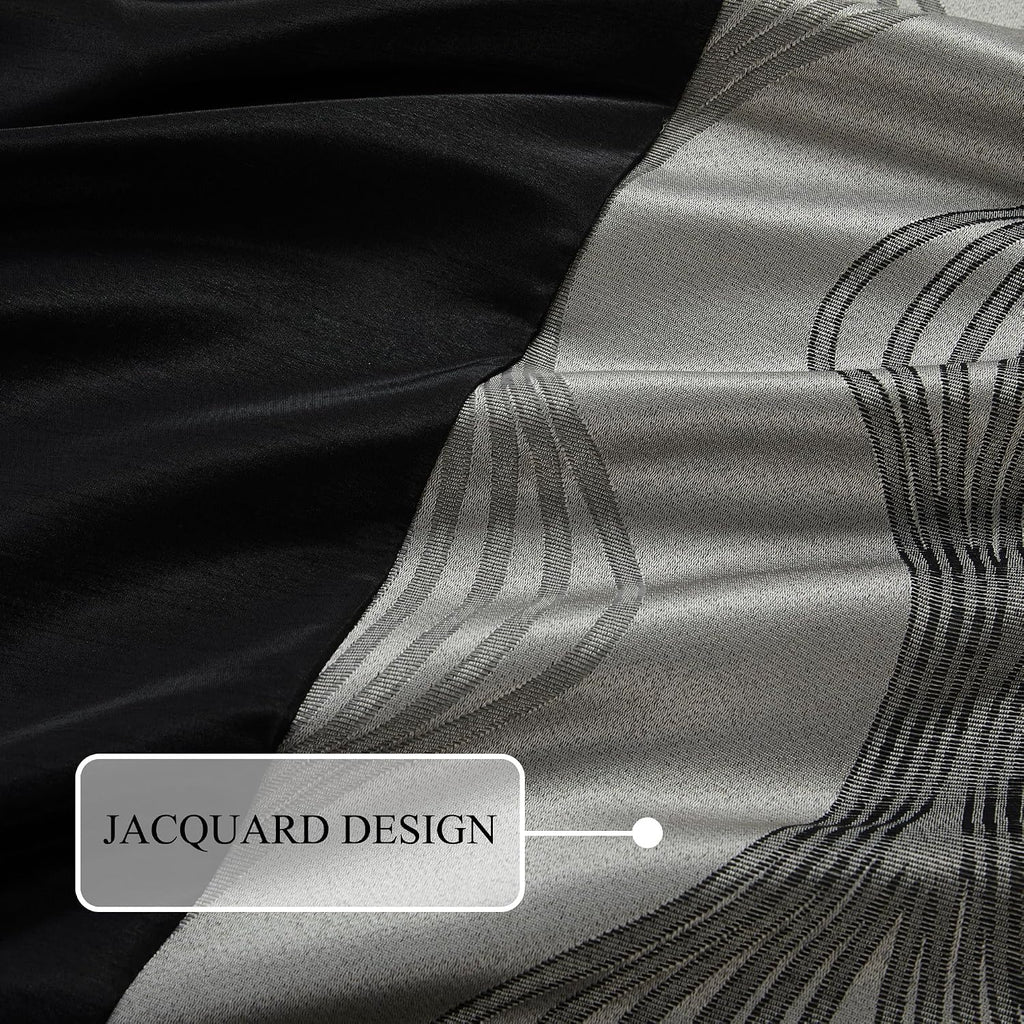 Stratford Park Elegant Black and Silver Comforter Set California King Size, Striped, 7 Pieces Bedding & Collection, Jacquard All Season Comforter & Pillows, Ultra-Soft Microfiber
